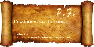 Prodanovics Ferenc névjegykártya