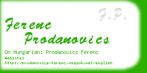 ferenc prodanovics business card
